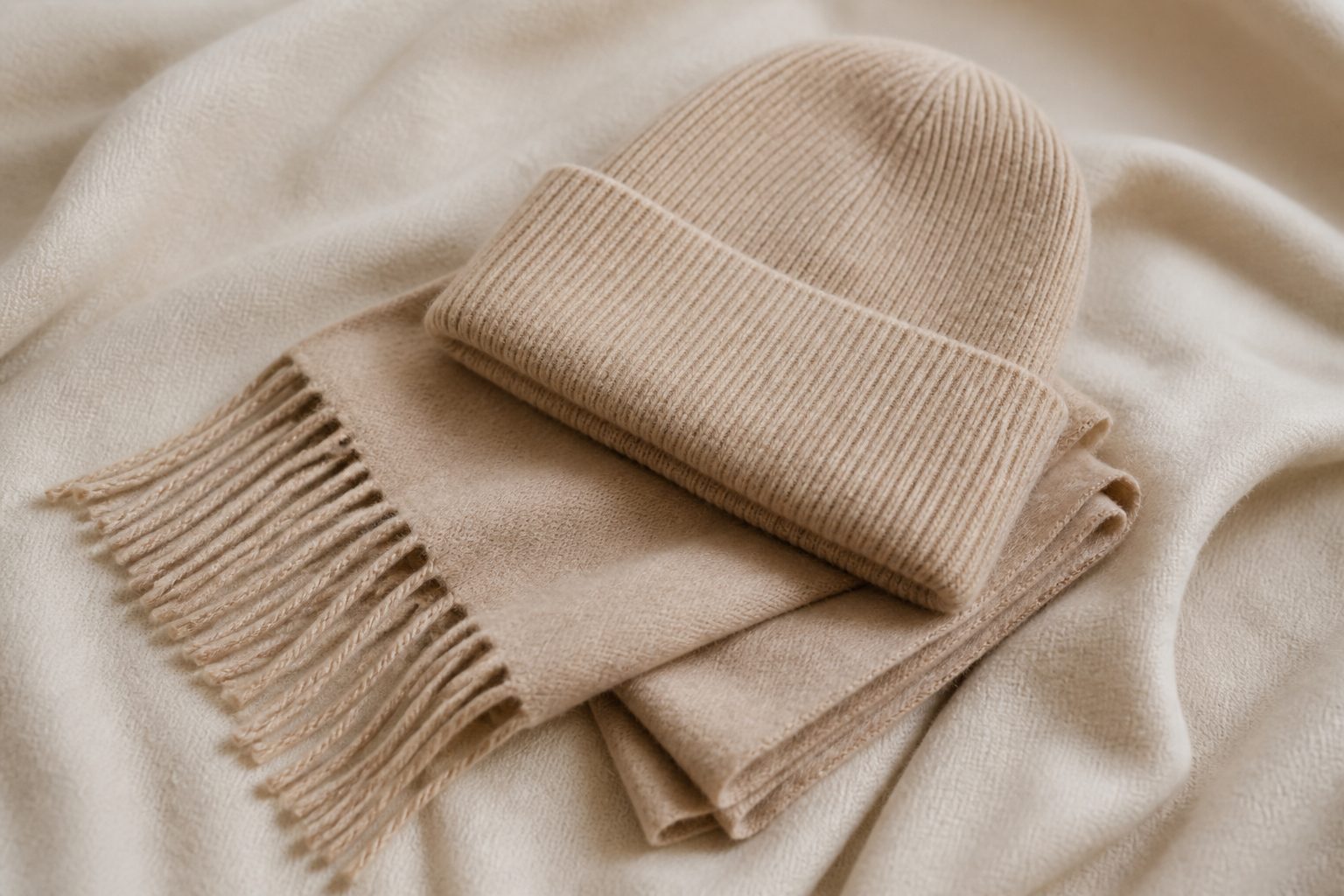 Cashmere scarf and knit accessories for premium winter private label programs